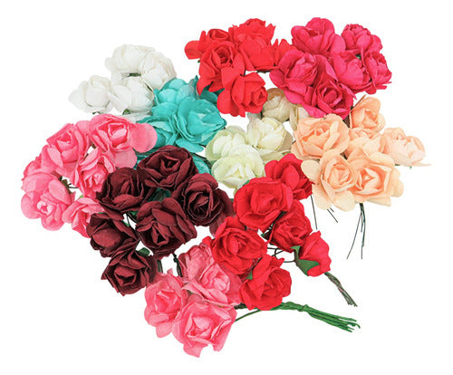 Almacen de Armado Paper Flower Bouquet 3cm with Artificial Stem - Souvenir Pack of 6 4