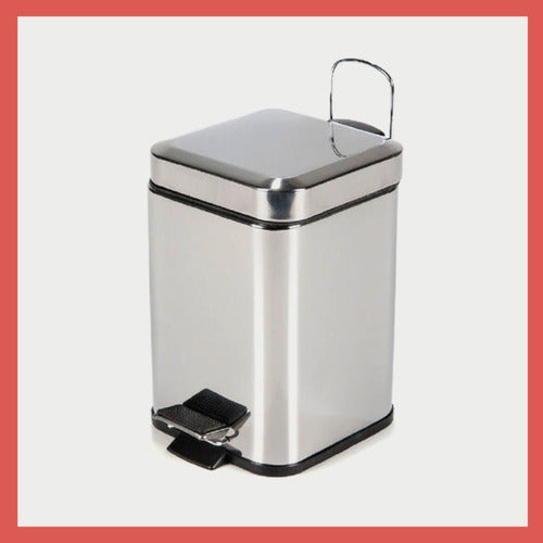 Toler Cesto Tarro Tacho Papelera A Pedal Acero Inox Cuadrada 6 Lts 1