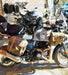 Kis X2 Custom Motorcycle Saddlebags Double Pocket Cafe Racer Green Cordura Brown Laces Motoscba 5