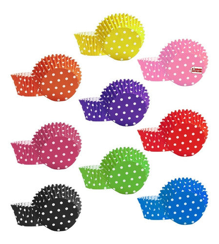 Moldpack Polka Dot Printed Paper Cups N°10 for Cupcakes & Muffins - Pack of 15 0