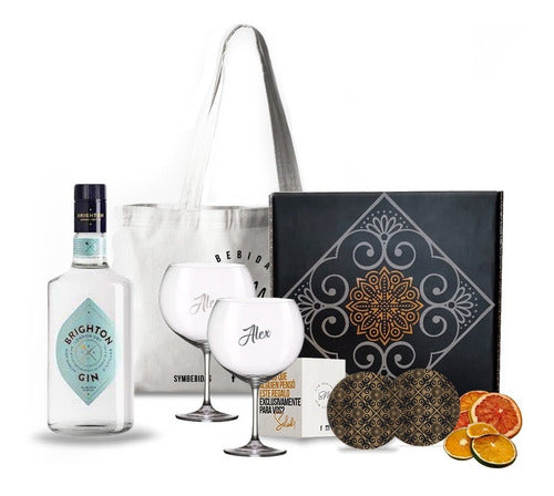 Brighton Box Gift Kit + 2 Engraved Transparent Glasses 0