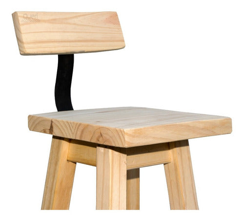 Queri Accesorios 2 Pine Bar Stools 60cm High with Iron Backrest 2