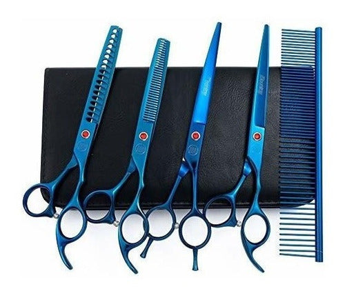 Moontay Professional Dog Grooming Scissors Set - 7 Inch Pet Grooming Scissors, Chunkers, Curved & Thinning Shears with Grooming Comb 0