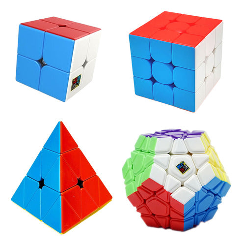 Moyu Cubo Magico Pack 4 Cubos Meilong 2x2, 3x3, Pyraminx Y Megaminx 0