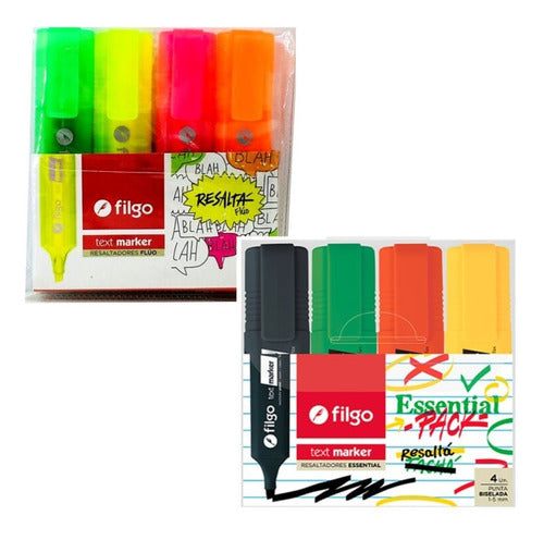 Kit 8 Highlighters Thick Filgo Fluo Essential Text 0