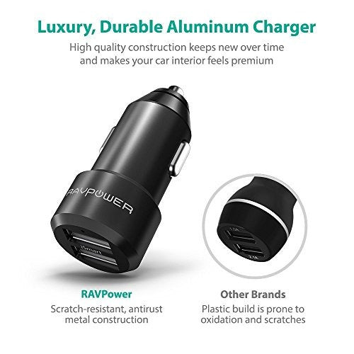 Car Chargers [2 Pack] Ravpower 24w 4.8a Metal Dual Usb Car A 3