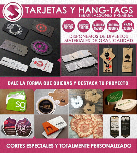 100 Tarjetas Personales Premium 9x5 Laminados - Troquel Tags 1