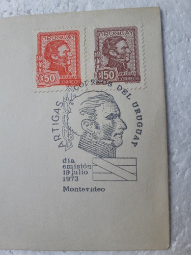 2 Sellos Grl Artigas / Sobre 1° Día De Emisión 1973 Uruguay 1