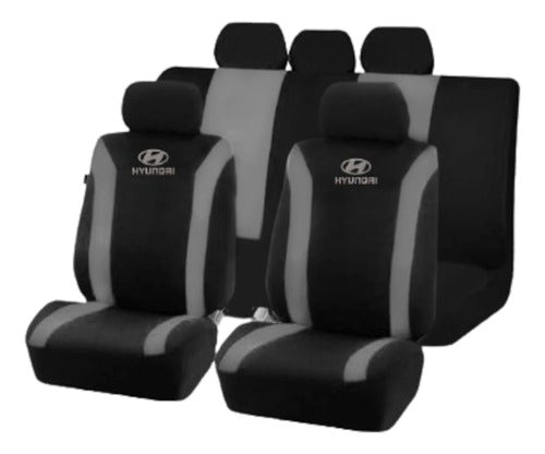 Best Car Funda Cubreasiento Tela Negro Gris Bordado Logo Hyundai 0