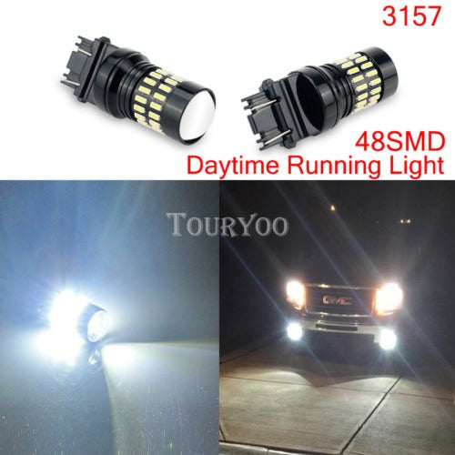 2 X Blanco 3157 T25 De 3156 48-smd Led Bombillas De Luz Diur 1