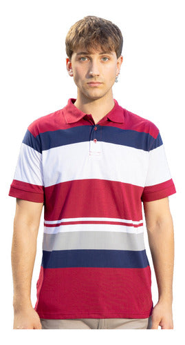 Men's Premium Imported Striped Cotton Polo Shirt in Special Sizes 48