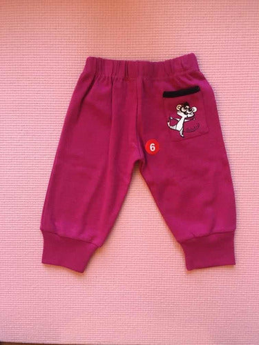 Fuchsia Baby Jogging Pants with Pocket Print 1