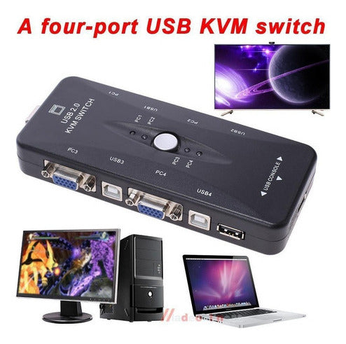 Usb 2.0 4 Puertos Kvm Switch Vga/teclado/mouse Video Monitor 3