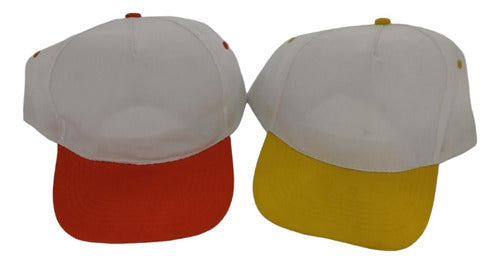 White Caps with Color Velcro 100% Polyester 10 Units 8