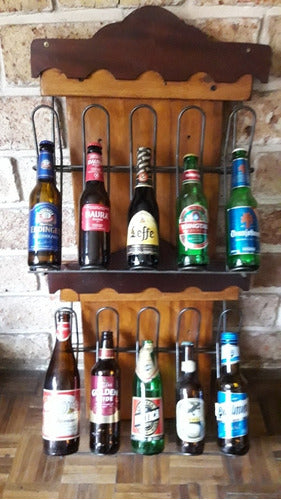 Soporte Botellas,vinera De Pared De Hierro Y Madera Maciza 4