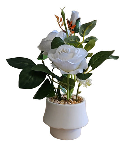 Tushop White Roses Plant - Artificial Flowers 0