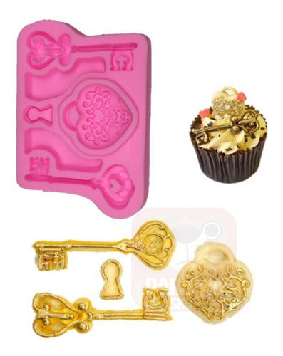 Darumashop Silicone Heart Key Candy Mold 0