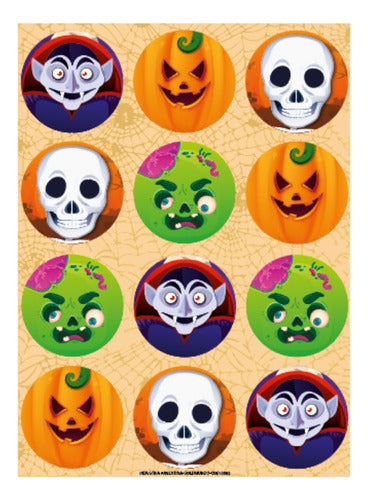 10 Planchas Stickers Autoadhesivos X12u Halloween Personajes 0