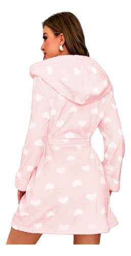 Mariana K Short Soft Polar Bathrobe with Hood and Pockets 7410 0