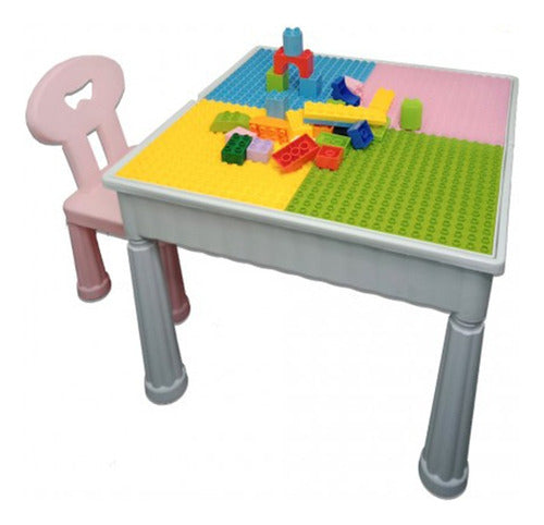 Mesita Juego Mesa Con Sillita De Plástico Mesita Cuadrada Abc 4