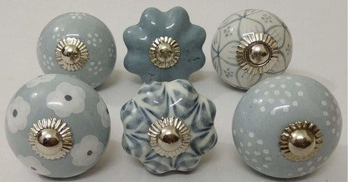 WOTT 10 Knobs Grey & White Mix Pumpkin Hand Painted Knobs Ceramic Knobs Cabinet Drawer Pulls 1