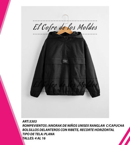 El Cofre de los Moldes Digital Unisex Windbreaker Pattern for Kids, Sizes 4 to 16 1