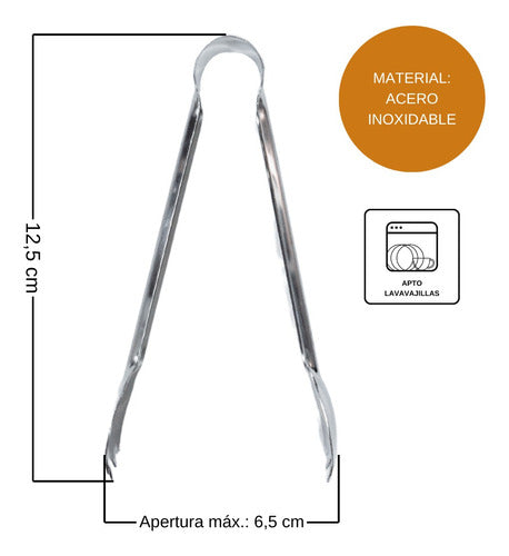 Pinza Hielo 12,5 Cm Acero Inoxidable Pack X12 | Crystal Rock 2