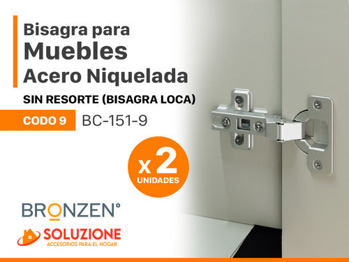 Bronzen Bisagra 35mm Codo 9 Sin Resorte Muelle Premium X 2 Unidades 1