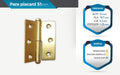 Metalúrgica Diego Left-Handed Zinc Yellow Hinge for Wardrobe 50mm 20 Pairs 2