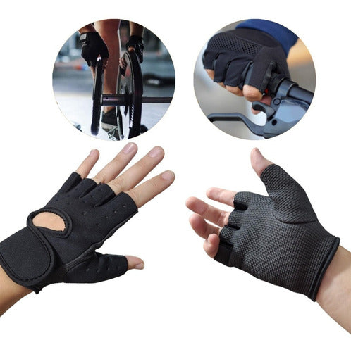 Guantes Gimnasio Con Abrojo Ciclismo Gym Pesas Fit Unisex 0