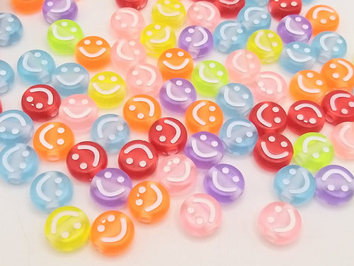 Gala Joyas 50 Plastic Round Smiley Emoji Beads 1 Cm 1