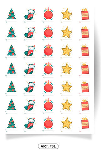 Generic Christmas Stickers - Sheet X35 Units Ø56mm 1