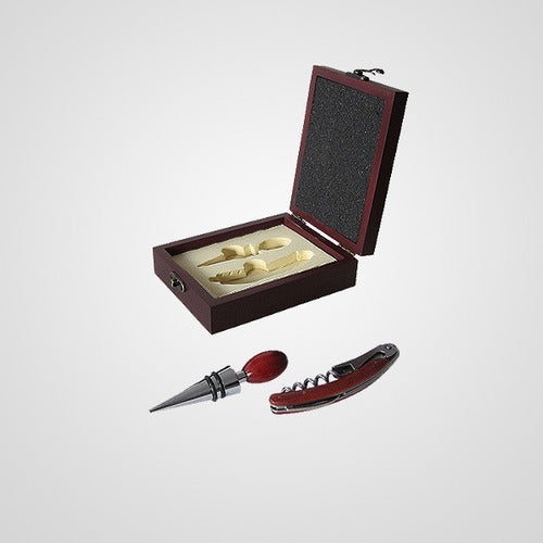 Winpro Wine Set Kit - 2 Pieces Corkscrew + Stopper in Wooden Box 1