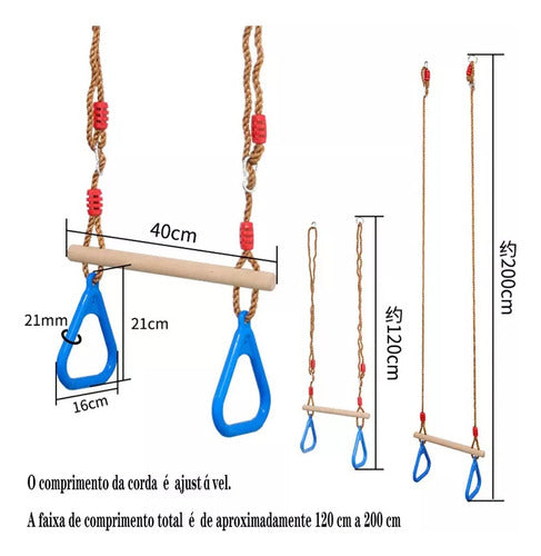 Balanço De Trapézio Infantil Com Anéis, Aro Suspenso 2