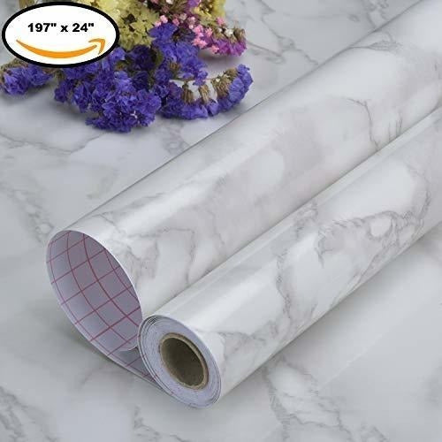 Art3d Self-Adhesive Grey Marble Wallpaper, Matte (61 x 511 cm) 2