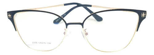 Sofy July Cat Eye Glasses with Thin Gold Metal Frame 1