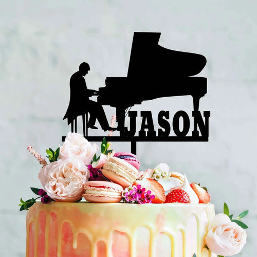 Patata 3D Cake Topper Adorno Torta Cumple Piano Pianista Personalizado 1