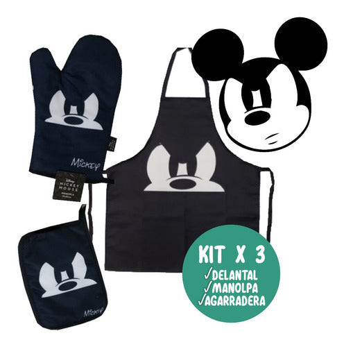 Disney Cooking Kit Mickey Minnie Apron + Oven Mitt + Pot Holder 0