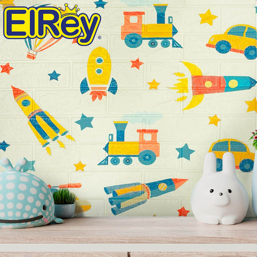 By El Rey 3D Adhesive Wall Covering for Kids - Vehicle Foam 1