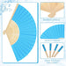 Yinkin Folding Fans Bamboo and Paper Handheld Folded Fans for Decor, Weddings Blue 3
