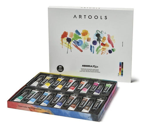 Aquarela Bisnaga 24 Cores + Kit 12 Pincel + Bloco + Gode 2