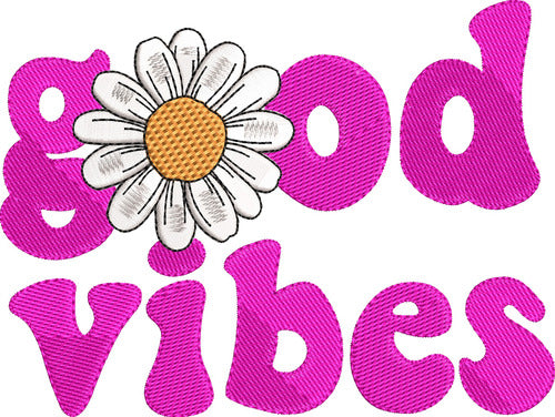 Embroidery Design: Good Vibes - 3 Sizes 0