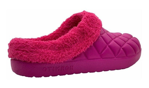 Faraon Pantufla Zueco Hornito Corderito Mujer Fucsia 2