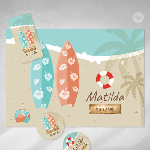 Kit Imprimible Playa Verano Summer Beach Candy Bar Tukit 1