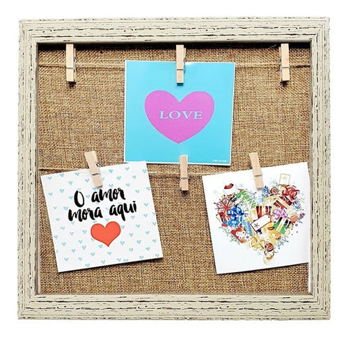 Decorative Wooden Picture Frame with Clips for Photos 30x30 48