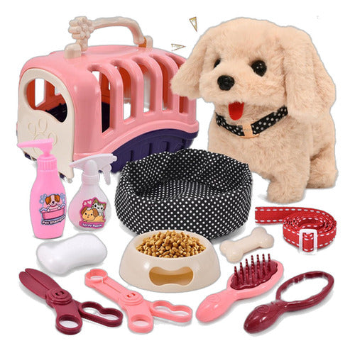 Perro Juguete Camina Ladra Peluche Accesorios 13pzas 0