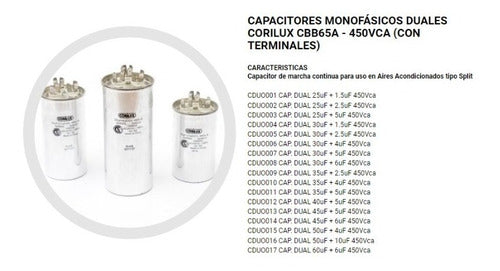 Capacitor Dual Aire Acondicionado 40uf+5uf Corilux E.austral 4