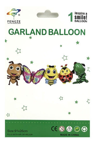 Set Globos Metalizados Animalitos De Jardín 26 X 91 Cm 1