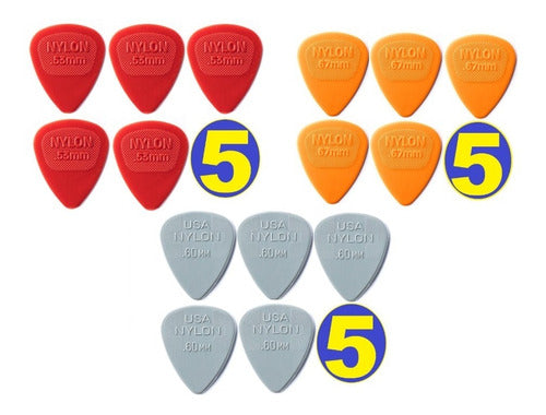 Kit Com 15 Palheta Nylon 0.60/0.67/0.53 Jim Dunlop 1