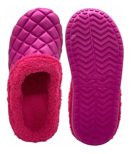 Faraon Pantufla Zueco Hornito Corderito Mujer Fucsia 4